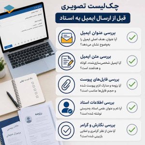 چک‌لیست تصویری قبل از ارسال ایمیل به استاد
